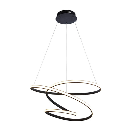 Gallery Direct Nemwen LED looped ceiling pendant in matt black, formed from a continuous ribbon of overlapping loops with slim suspension cables.