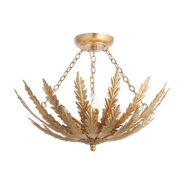Delphine Leaf Semi-Flush 3 Light – Gold