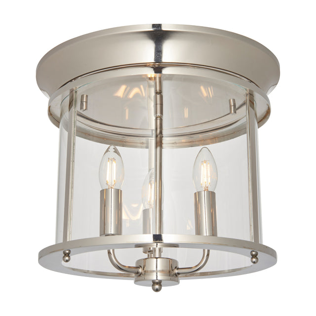 Hampworth Flush Ceiling Light 3 Light – Nickel