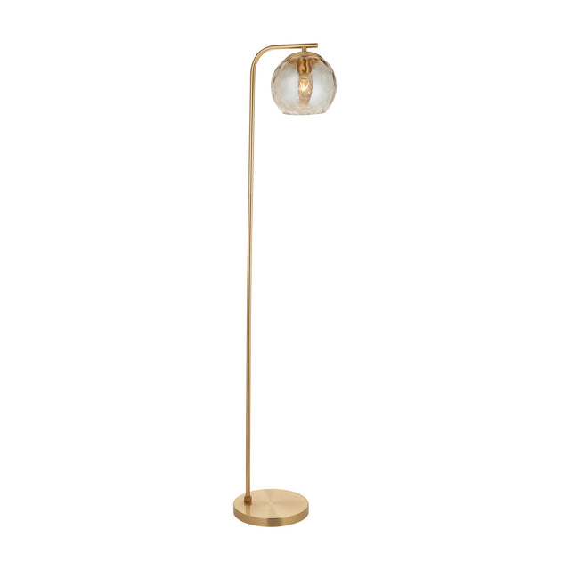 Dimple Glass Globe Floor Light – Satin Gold