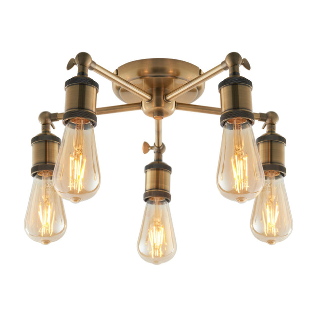 Hal Industrial 5 Light Semi-Flush Ceiling Light