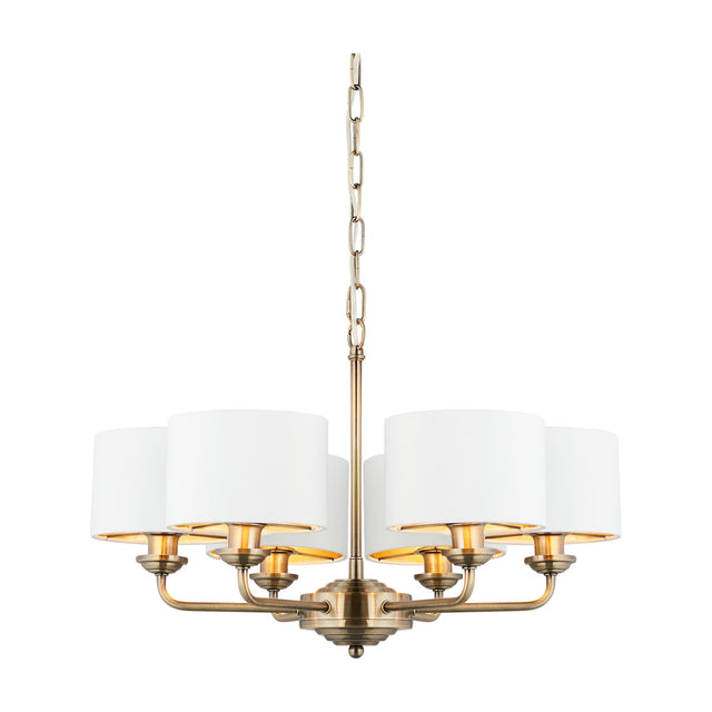 Highclere 6 Light Ceiling Pendant with Fabric Shades