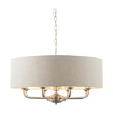 Highclere 8 Light Pendant with Natural Linen Shade