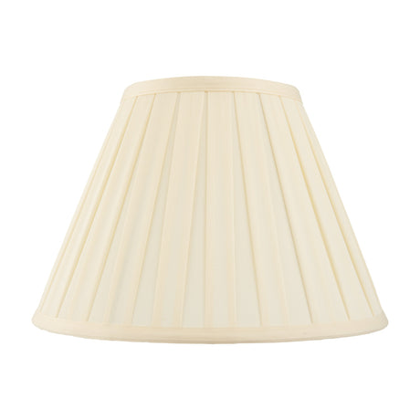 Gallery Direct Carlenne cream fabric lamp shade with tapered empire shape and vertical box pleats, shown on a plain white background.