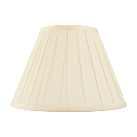 Gallery Direct Carlenne cream fabric lamp shade with tapered empire shape and vertical box pleats, shown on a plain white background.