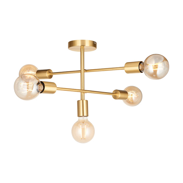 Studio 5 Light Sputnik Ceiling Light – Satin Brass