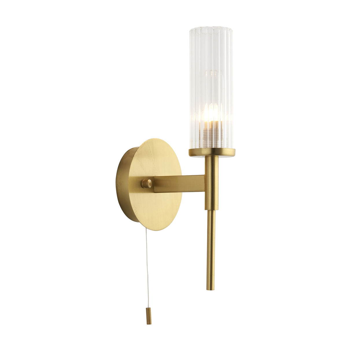 Talo Ribbed Glass Bathroom Wall Light – Brass