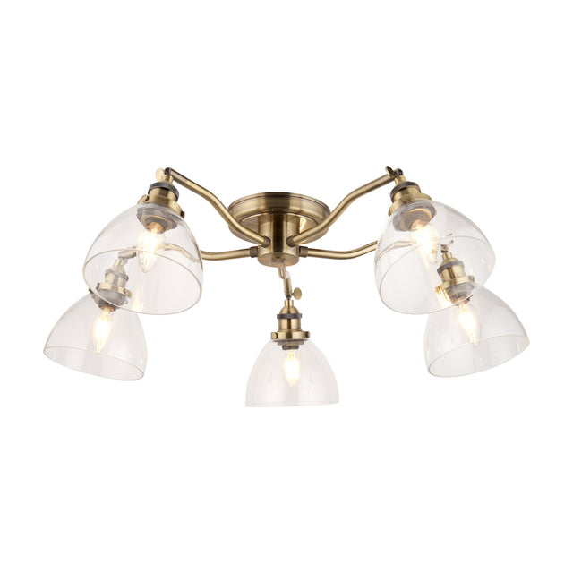 Hansen 5 Light Ceiling Light – Antique Brass