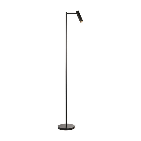 Gallery Direct Dedicated Reader Floor Lamp in matt black steel, with a slim upright stem, adjustable cylindrical spot head and round weighted base.