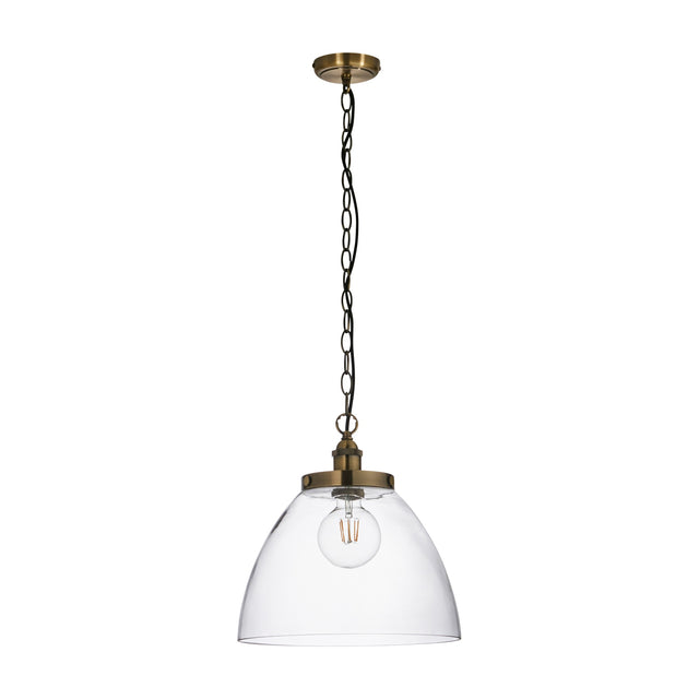 Hansen Grand Glass Pendant Light 1 Light – Antique Brass