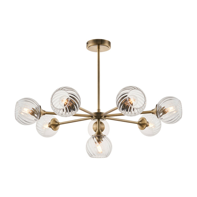 Allegra 8 Light Pendant with Swirled Glass