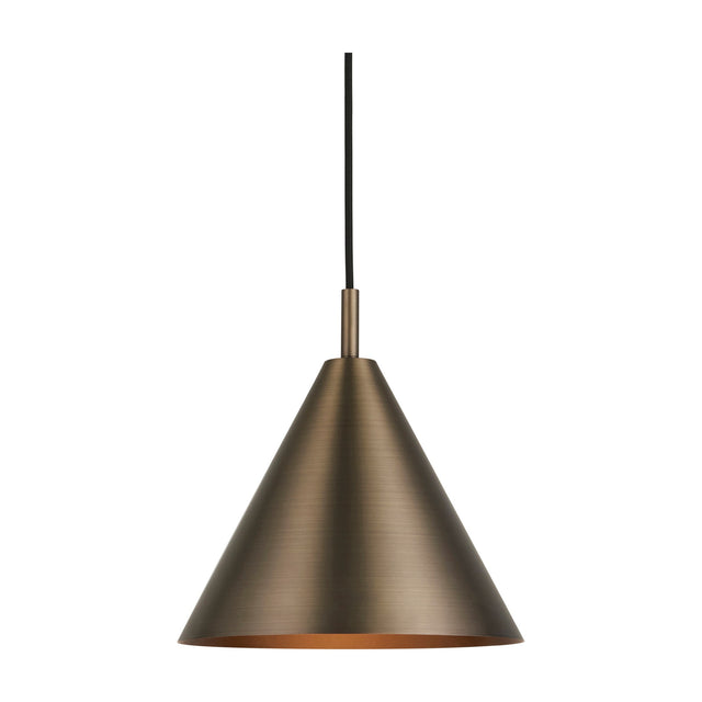 Gallery Direct Kessora Cone Pendant Light in antique bronze brushed steel with black braided flex, shown against a plain white background.