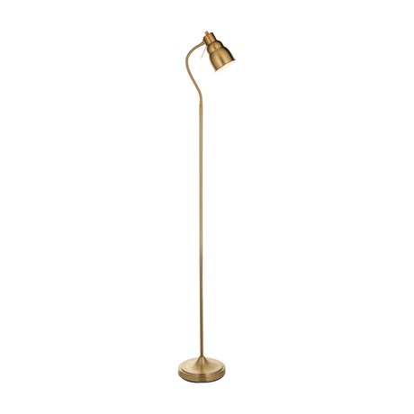 Gallery Direct Classic Flexi Floor Lamp in brushed aged brass, with a bell-shaped shade on a flexible gooseneck, slim steel stem and weighted round base.