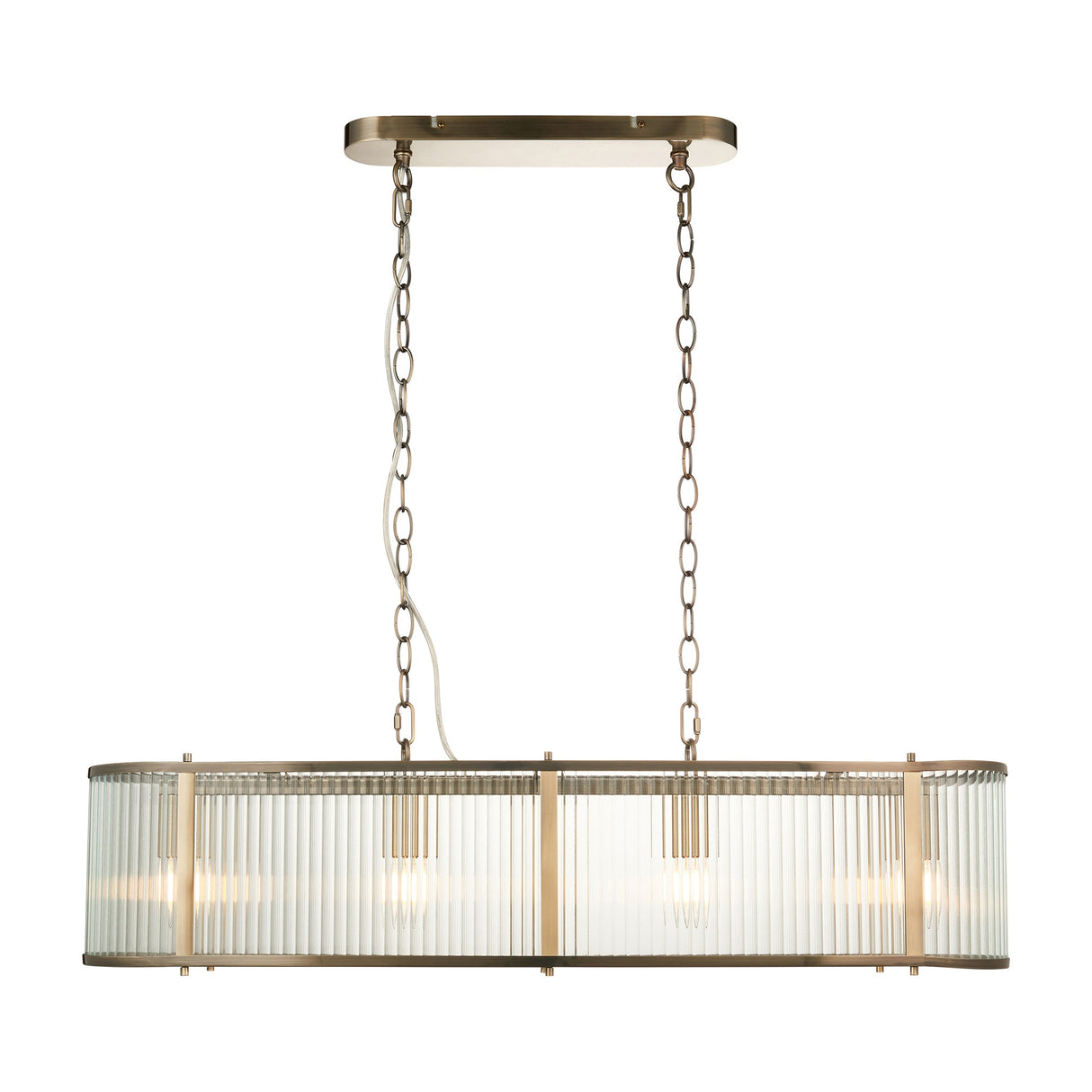 Ridgeton Ribbed Glass Pendant 4 Light – Antique Brass