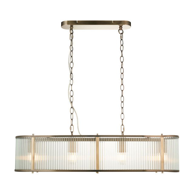 Ridgeton Ribbed Glass Pendant 4 Light – Antique Brass