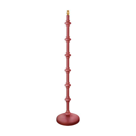 Gallery Direct Carnvenne Turned Floor Lamp Base in Satin Pink, with a spindle-turned wooden column, brass bayonet holder and weighted disc base.