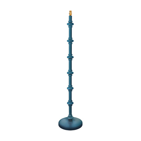Gallery Direct Carnvenne Turned Floor Lamp Base in Marlin Blue with spindle-turned column, brass bayonet holder and weighted disc base, on white.