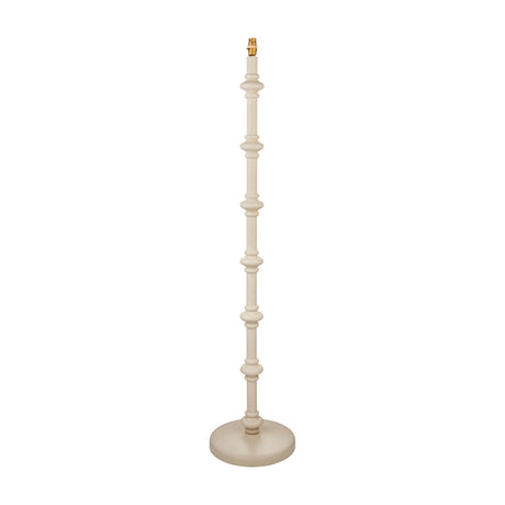 Gallery Direct Carnvenne Turned Floor Lamp Base in Almond White with spindle-turned wooden column, brass bayonet holder and weighted disc base.