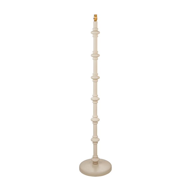 Gallery Direct Carnvenne Turned Floor Lamp Base in Almond White with spindle-turned wooden column, brass bayonet holder and weighted disc base.