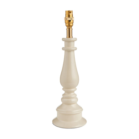 Gallery Direct Myrvael Table Lamp Base in Almond White painted resin with turned baluster shape and brass B22 bayonet lampholder on a white background.