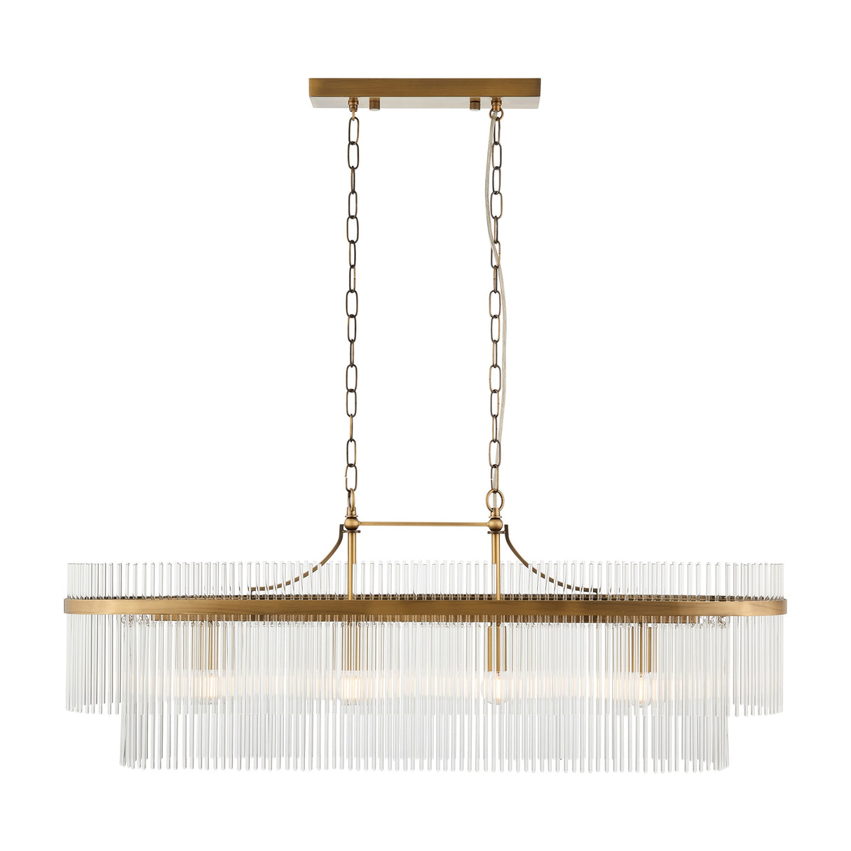 Marietta Linear Glass Rod Pendant 4 Light – Antique Brass