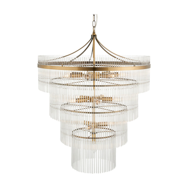 Marietta Tiered Glass Chandelier 16 Light – Antique Brass