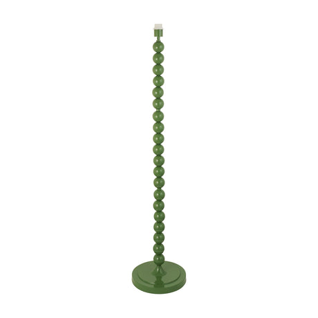Gallery Direct Higvelle floor lamp base in gloss Cotswold green steel with a stacked bobbin-ball column on a round foot, shown on a white background.