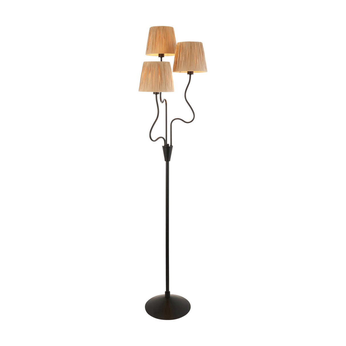 Wriggle Floor Lamp with Raffia Shades 3 Light