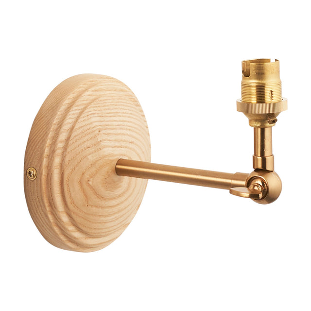 Wing Wall Light Fitting with Ash Backplate – Brass