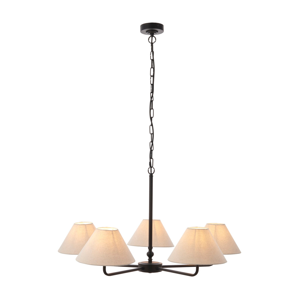 Lille 5 Light Chandelier with Fabric Shades – Black
