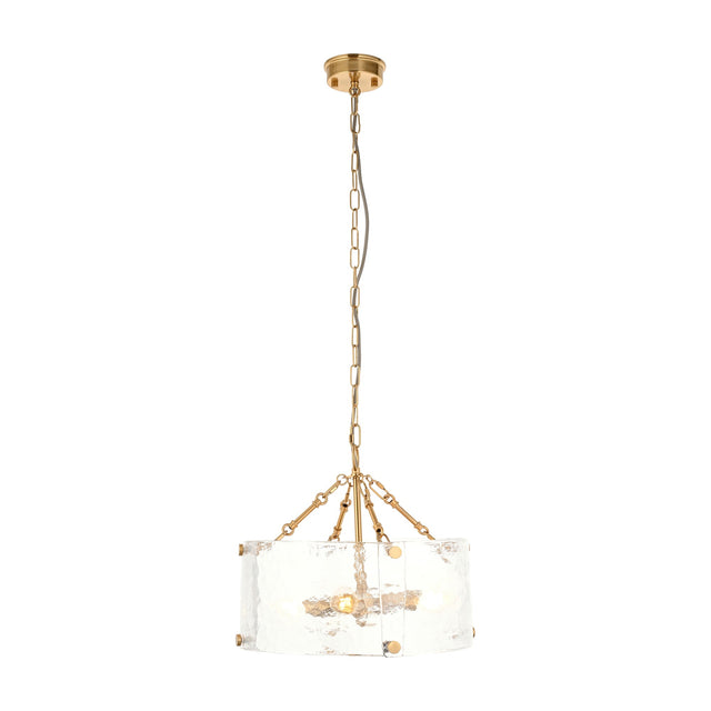Keller Textured Glass Pendant 4 Light – Brass