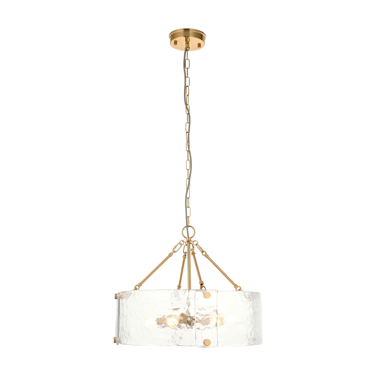Keller Textured Glass Drum Pendant 6 Light – Brass