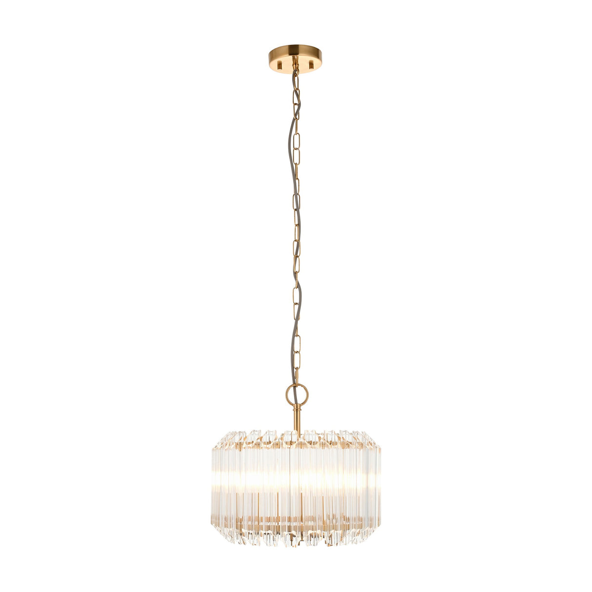 Valentina Glass Chandelier Pendant 3 Light – Brass