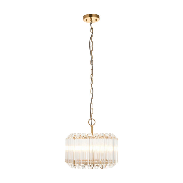Valentina Glass Chandelier Pendant 3 Light – Brass