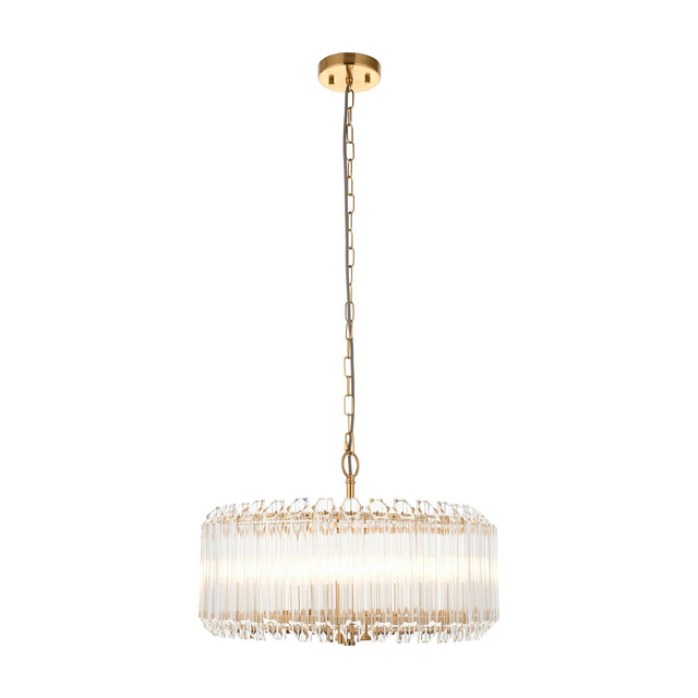 Valentina Crystal Drum Pendant 5 Light – Brass