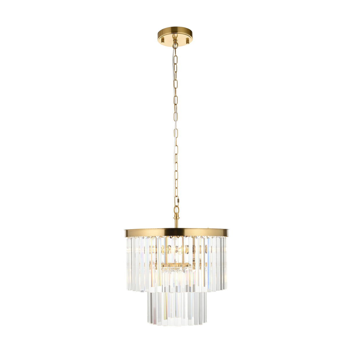 Conaston Tiered Crystal Pendant 4 Light – Brass