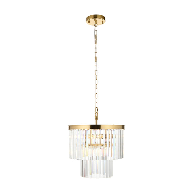 Conaston Tiered Crystal Pendant 4 Light – Brass