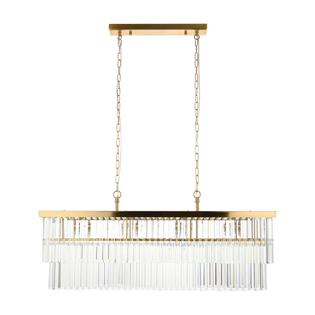 Conaston Rectangular Crystal Pendant Light – Brass