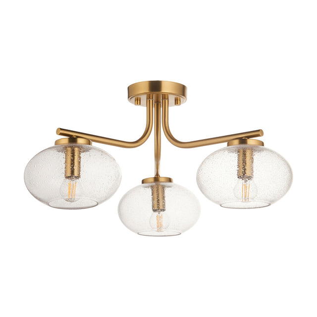Jacob Semi-Flush 3 Light Ceiling Light – Brass