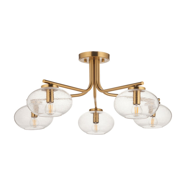 Jacob Semi-Flush Ceiling Light 5 Light – Warm Brass