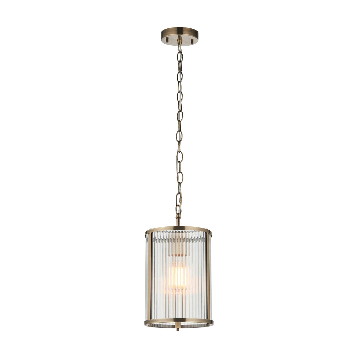 Ridgeton Ribbed Glass Pendant Light – Antique Brass