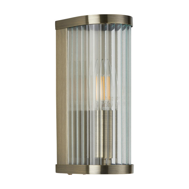 Ridgeton Ribbed Glass Wall Light – Antique Brass