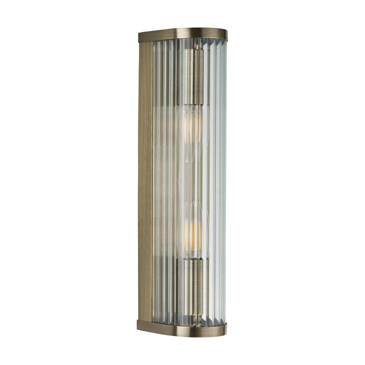 Ridgeton Ribbed Glass Wall Light – Antique Brass