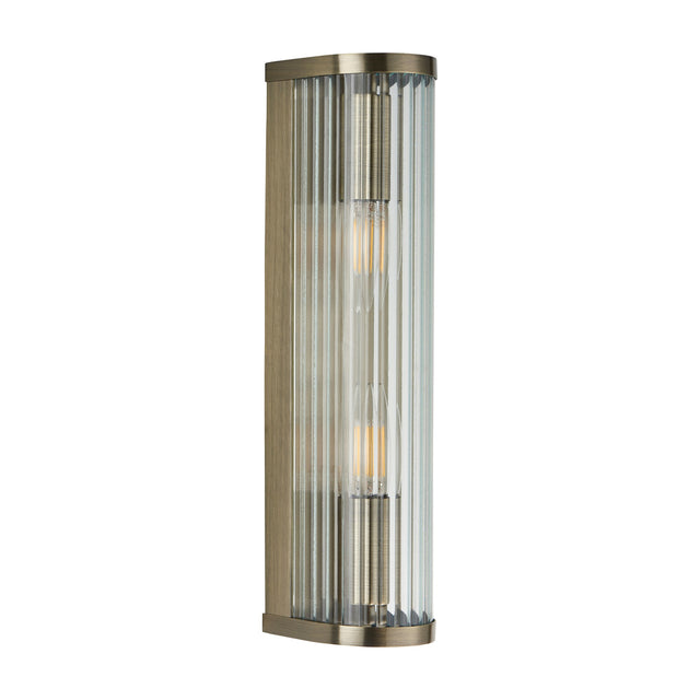 Ridgeton Ribbed Glass Wall Light – Antique Brass