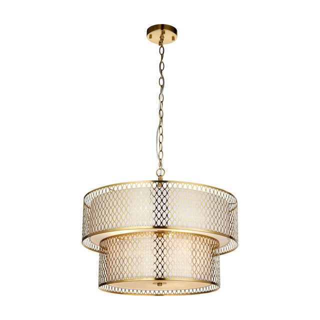 Cordero Two Tier Fretwork Pendant 6 Light – Gold