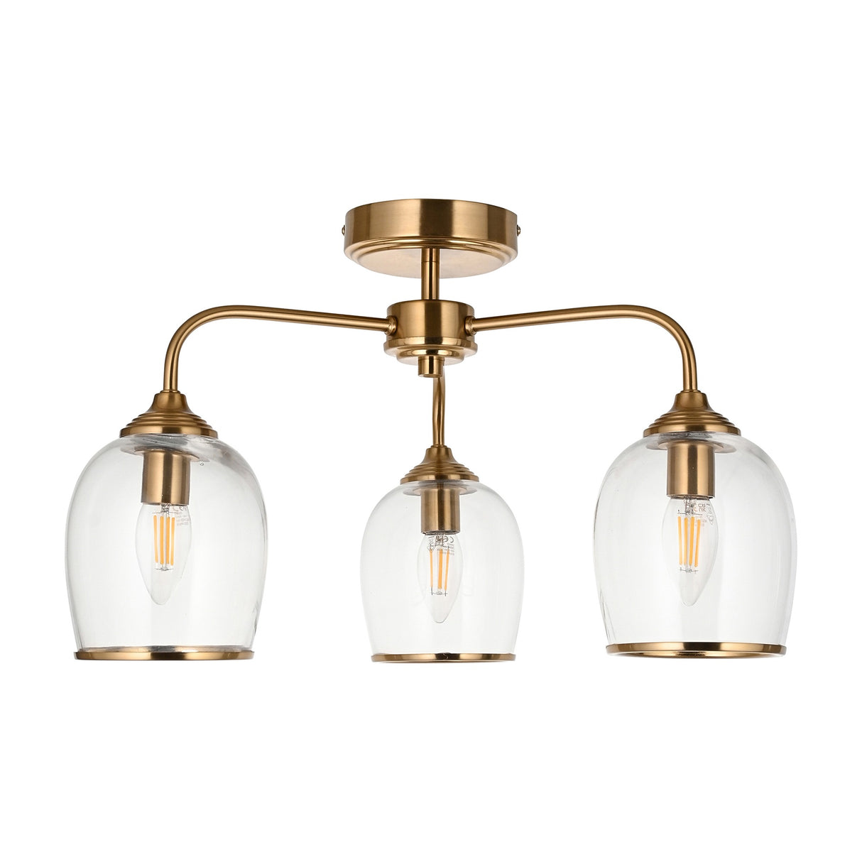 Ashcroft Semi-Flush Ceiling Light 3 Light – Brass