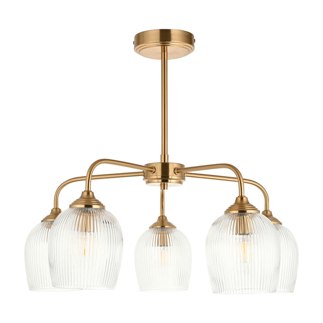 Ashcroft Ribbed 5 Light Pendant – Aged Brass