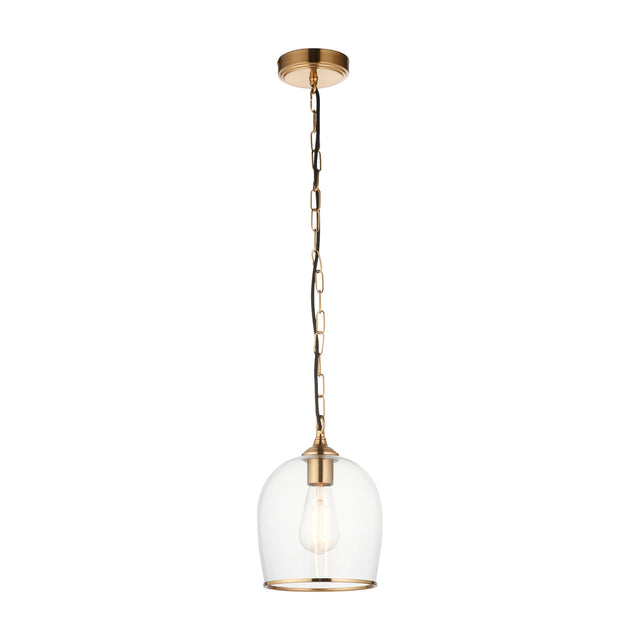 Ashcroft Glass Pendant Light 1 Light – Brass