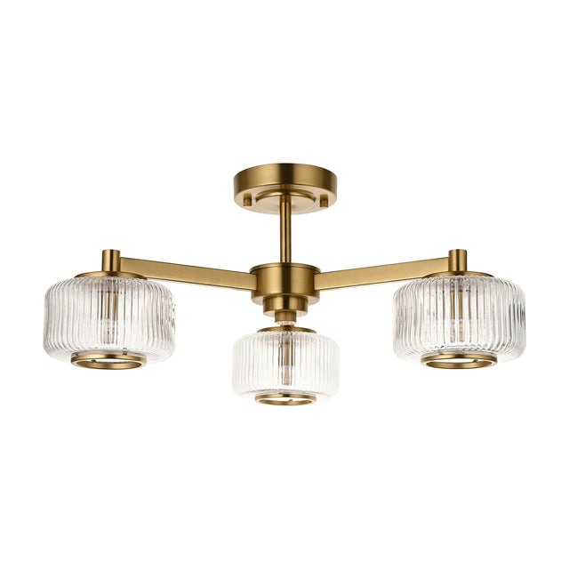 Stamford Semi-Flush Ceiling Light 3 Light – Brass