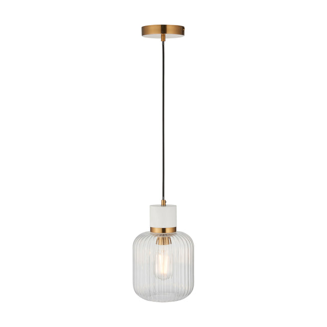 Travi Ribbed Marble Pendant Light 1 Light – Clear